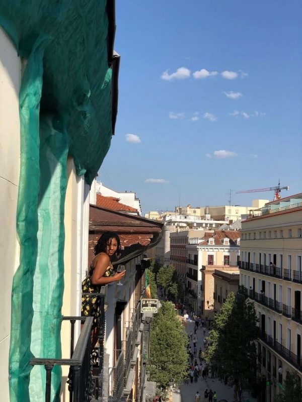 Study Abroad candidate in her Madrid apartment