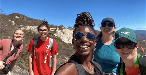 5 students standing in front of a canyon during some Mexico international internships